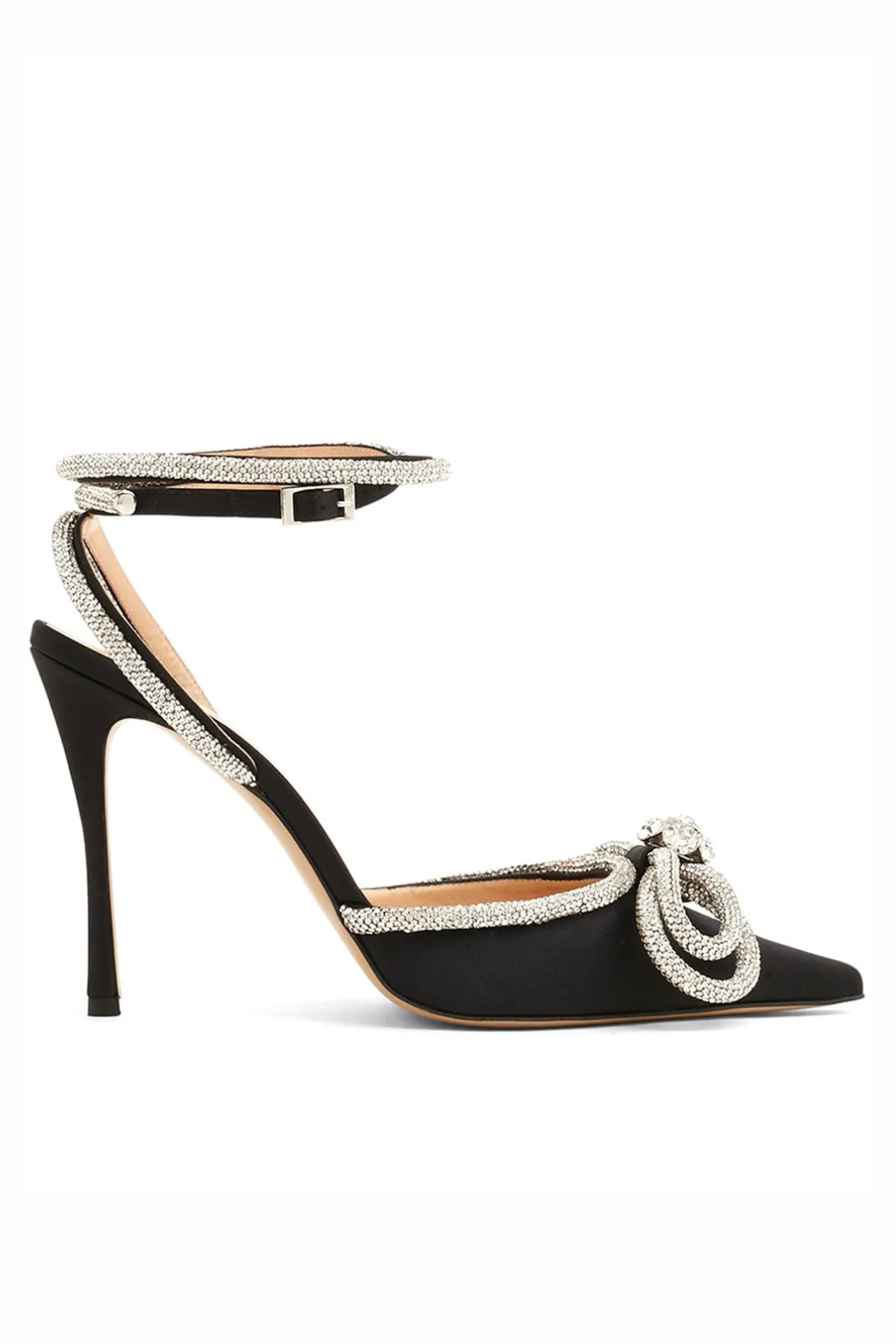 Mach & Mach Bow Crystal-Embellished Satin Black