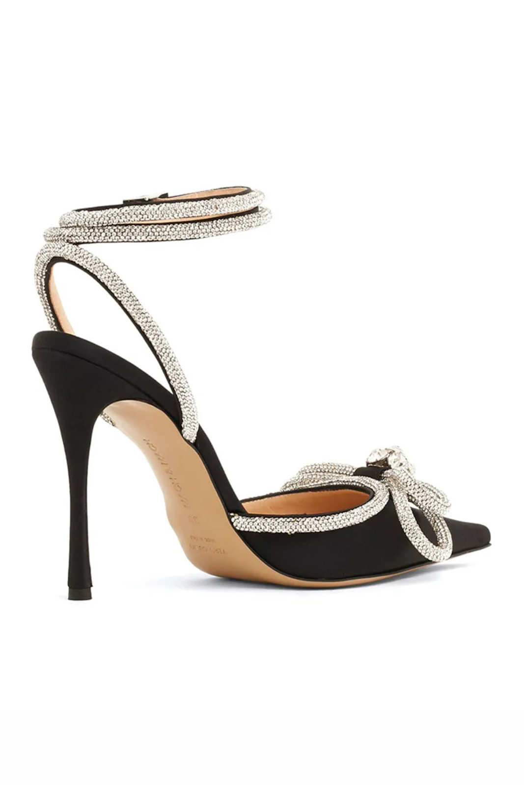Mach & Mach Bow Crystal-Embellished Satin Black