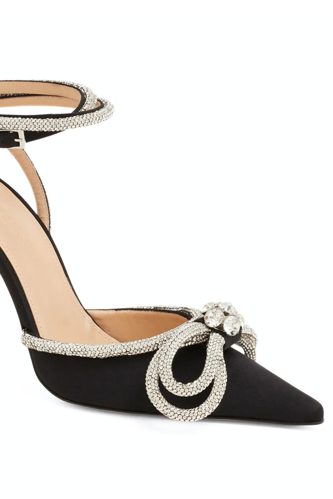 Mach & Mach Bow Crystal-Embellished Satin Black