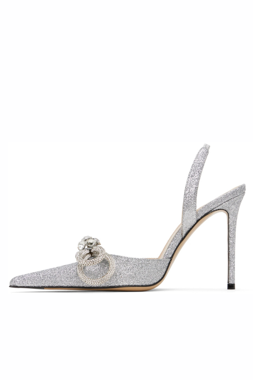 Mach & Mach Silver Glitter Double Bow Pumps