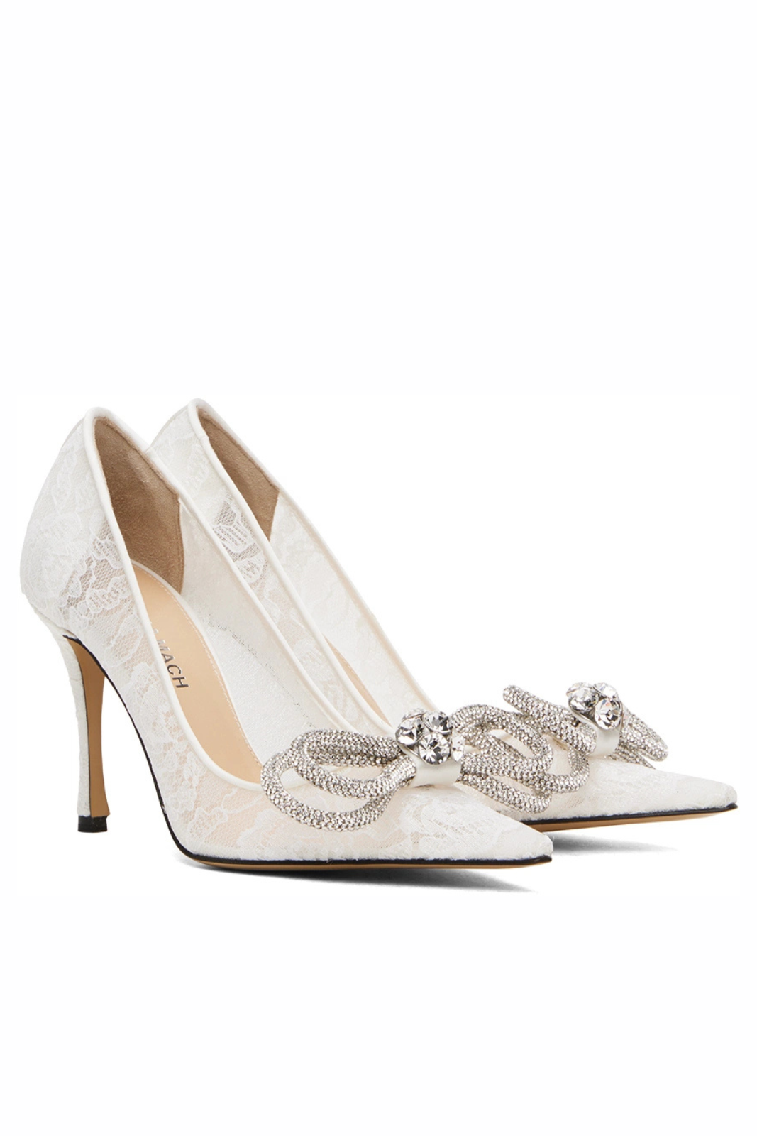 Mach & Mach White Double Bow Lace 95 Heel