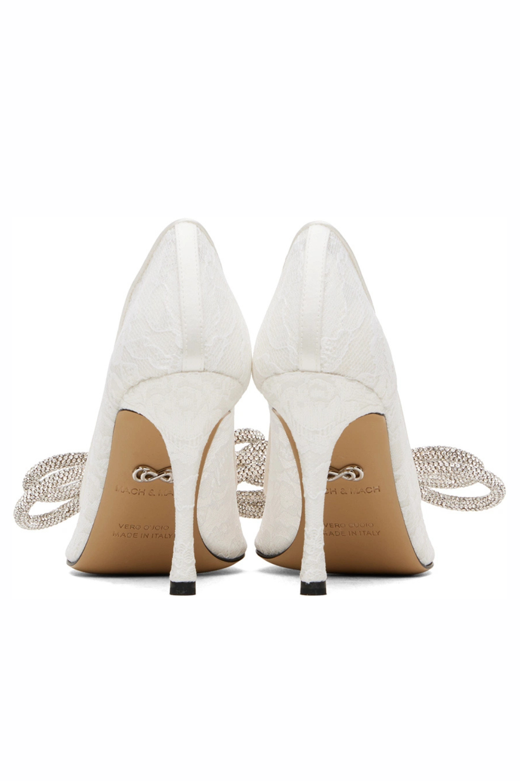 Mach & Mach White Double Bow Lace 95 Heel