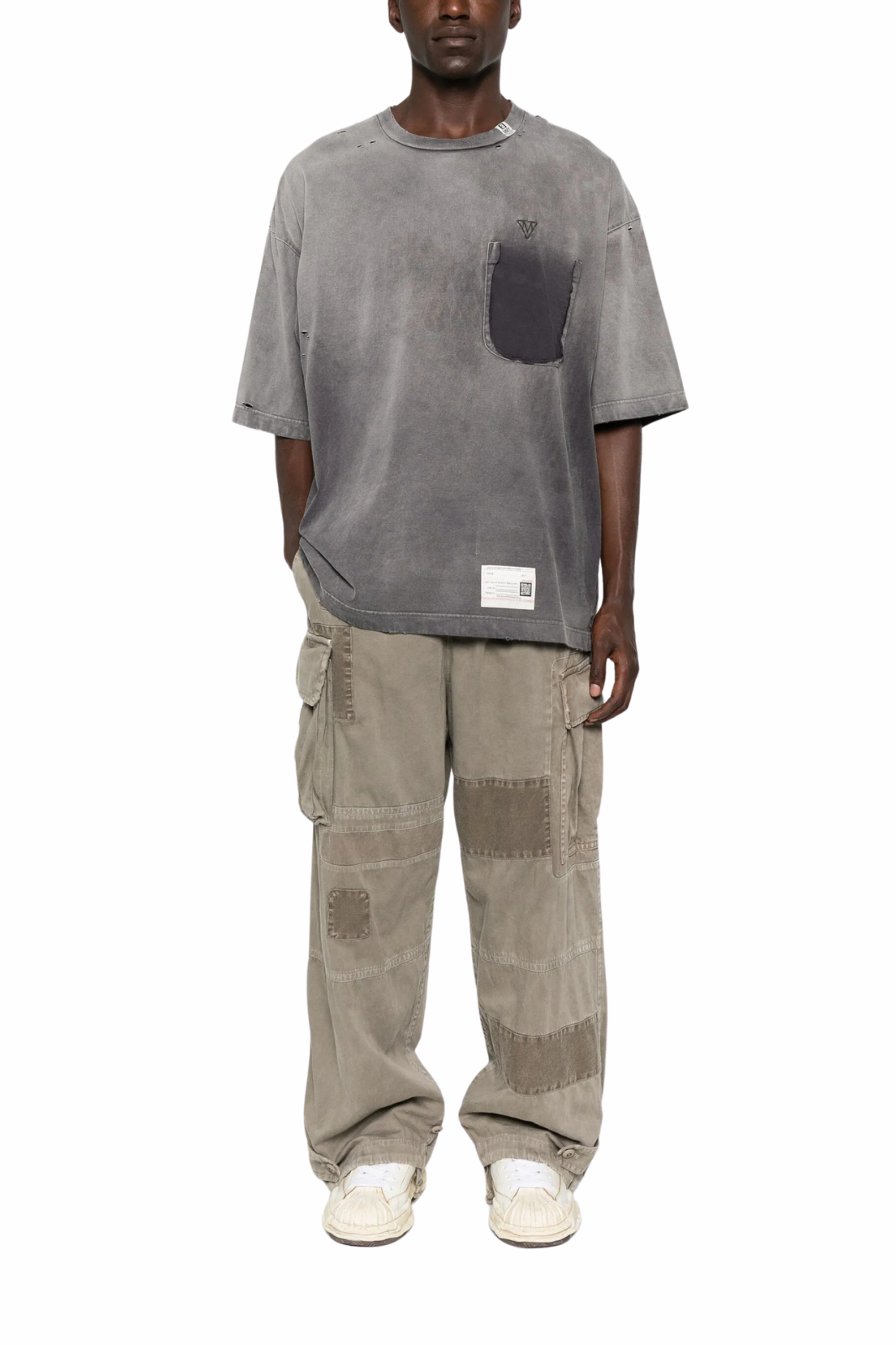 Maison Mihara Yasuhiro faded-effect pocket Grey T-shirt