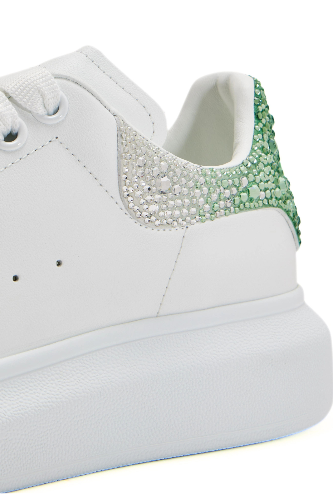 Alexander McQueen Oversized leather Woman sneakers White Green embelished Crystals