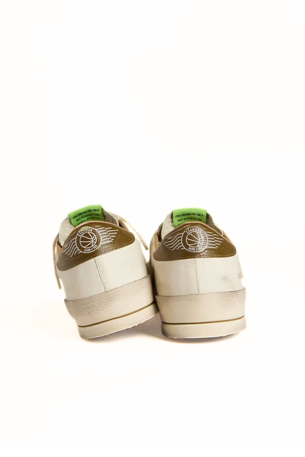 Golden Goose Stardan in white leather with military-green snake-print leather Sneakers