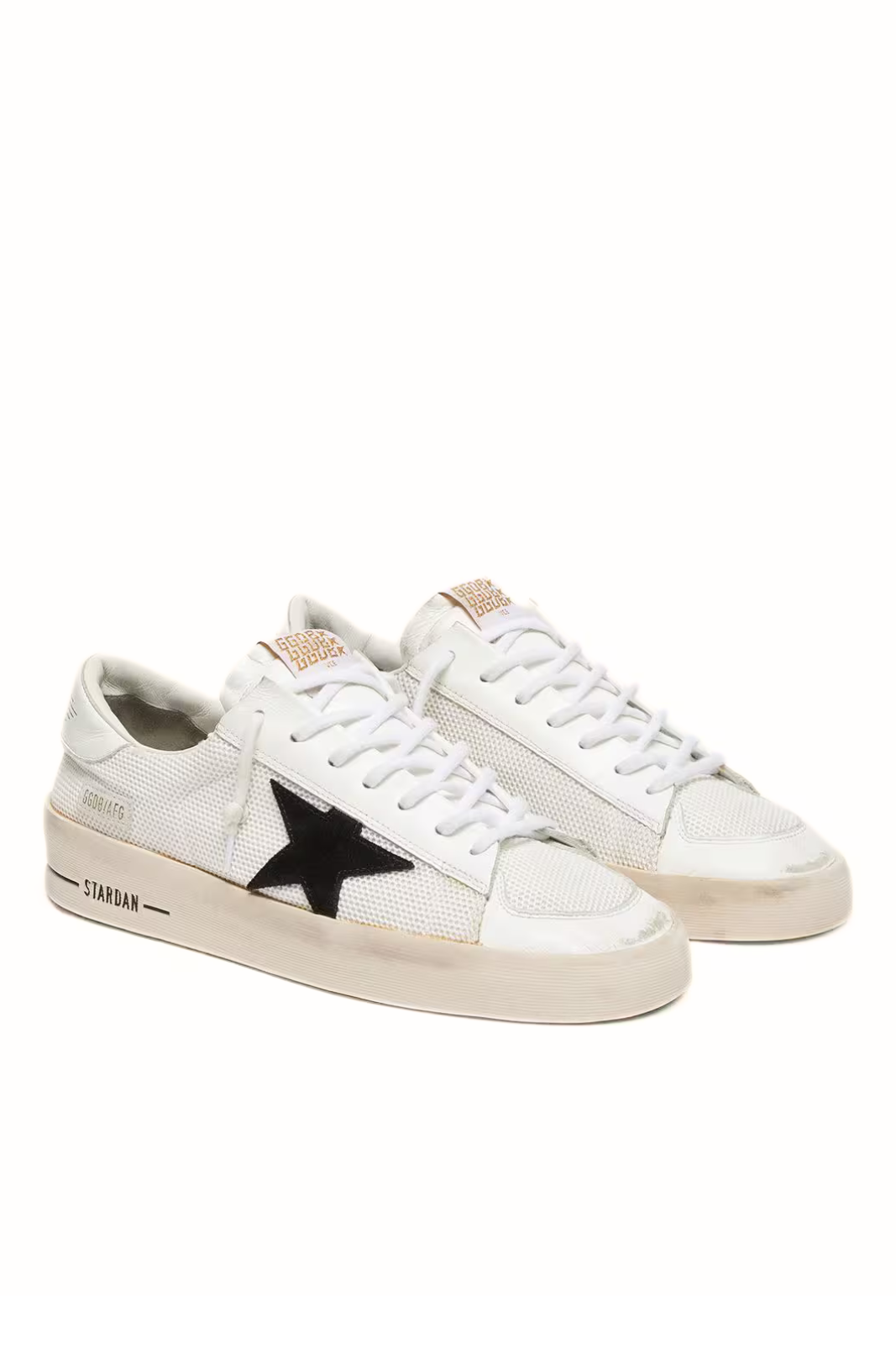 Golden Goose Men's Stardan in white mesh with black suede star