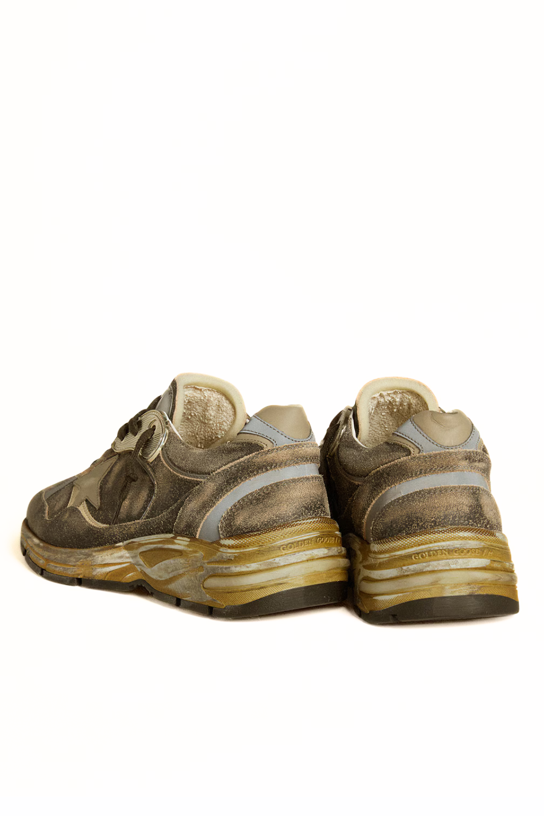 Golden Goose Men’s Dad-Star in suede and nylon with khaki leather star and heel tab