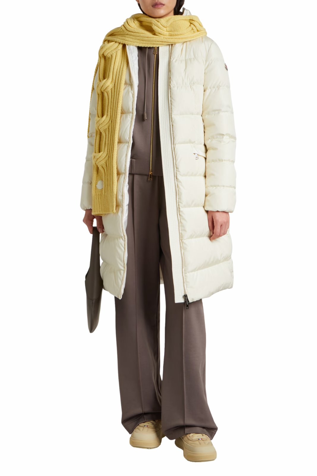 Moncler Avocette Hooded Long Down Jacket White