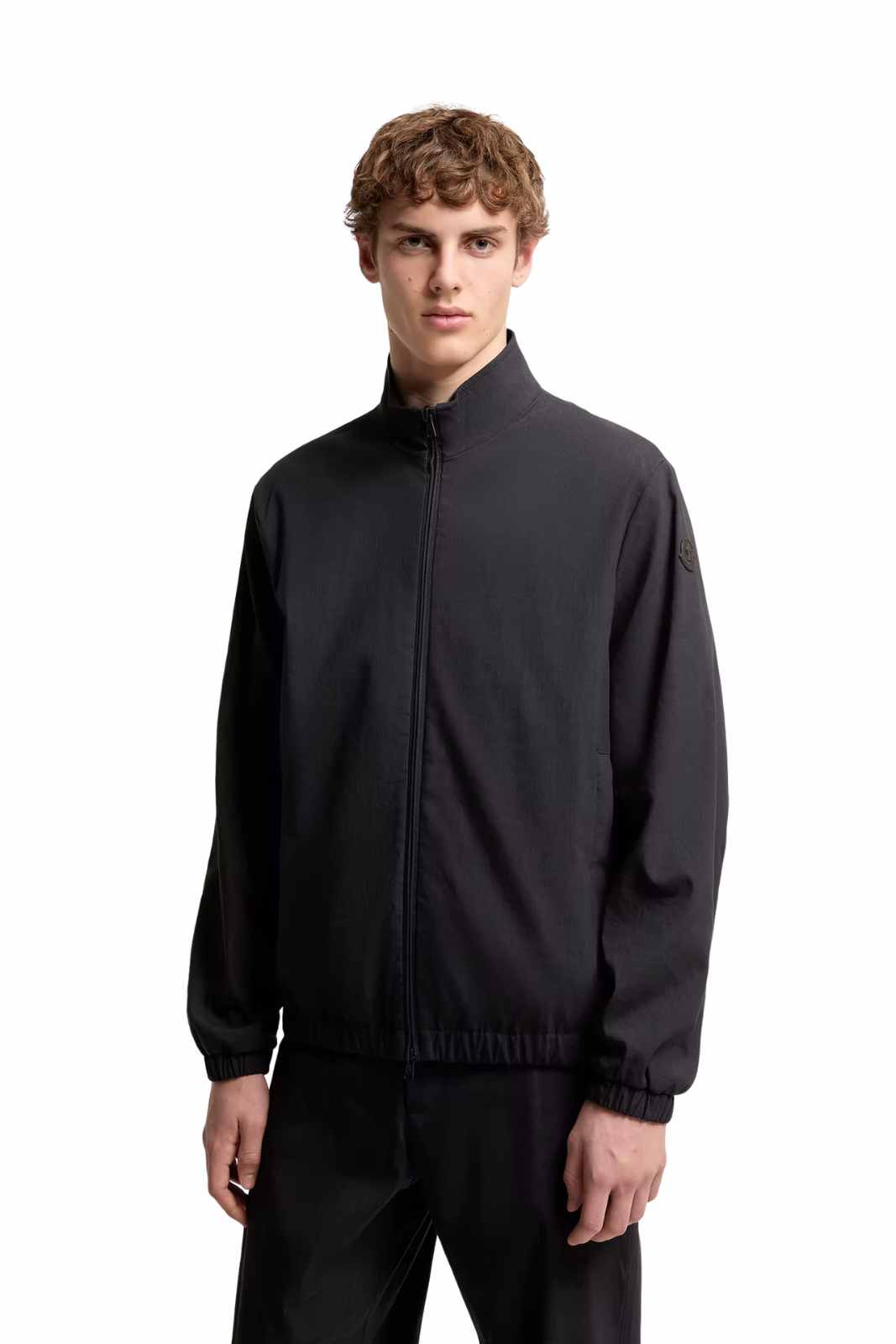 Moncler Bonavent Linen Blend Windbreaker Navy