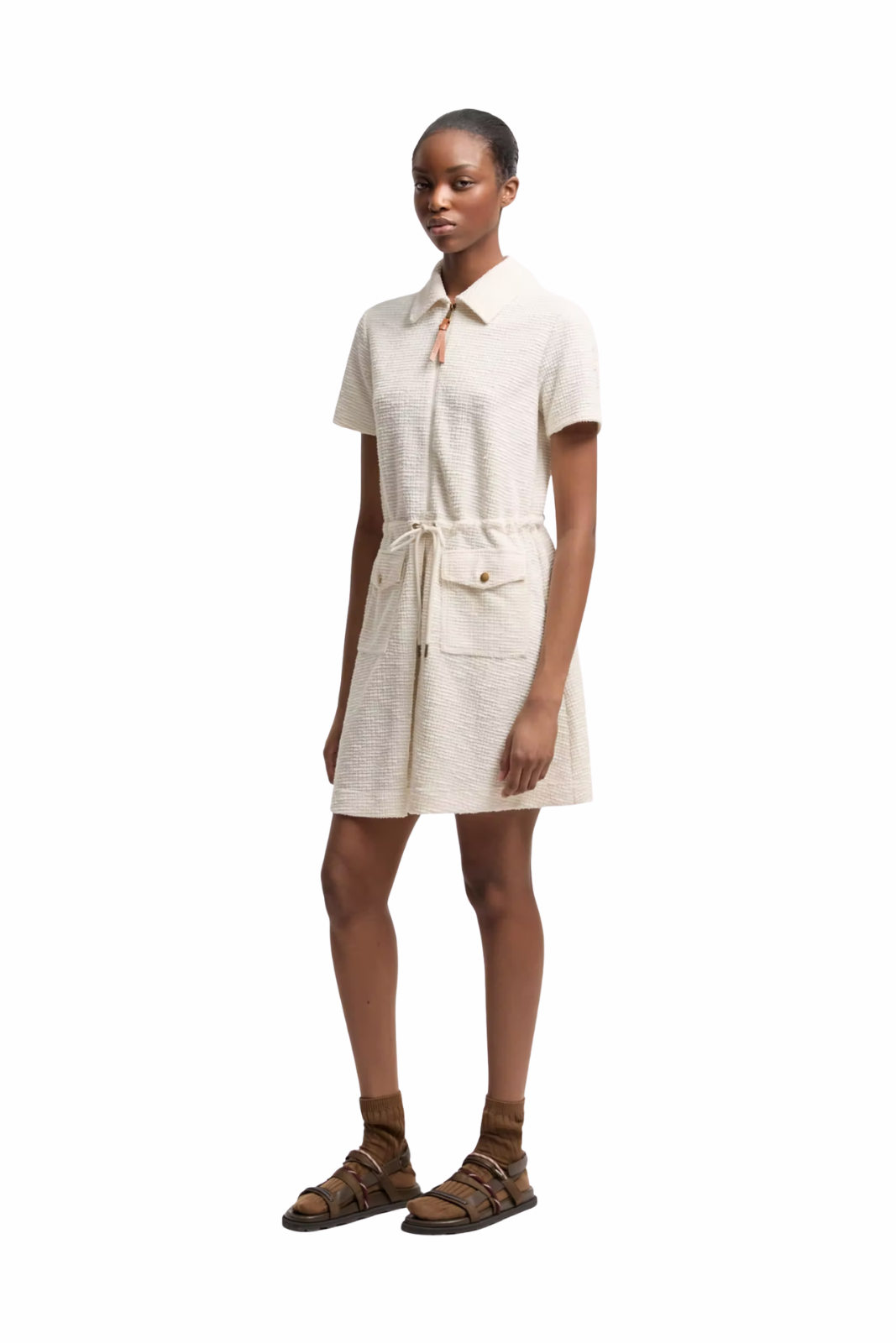 Moncler Bouclé Mini Dress White
