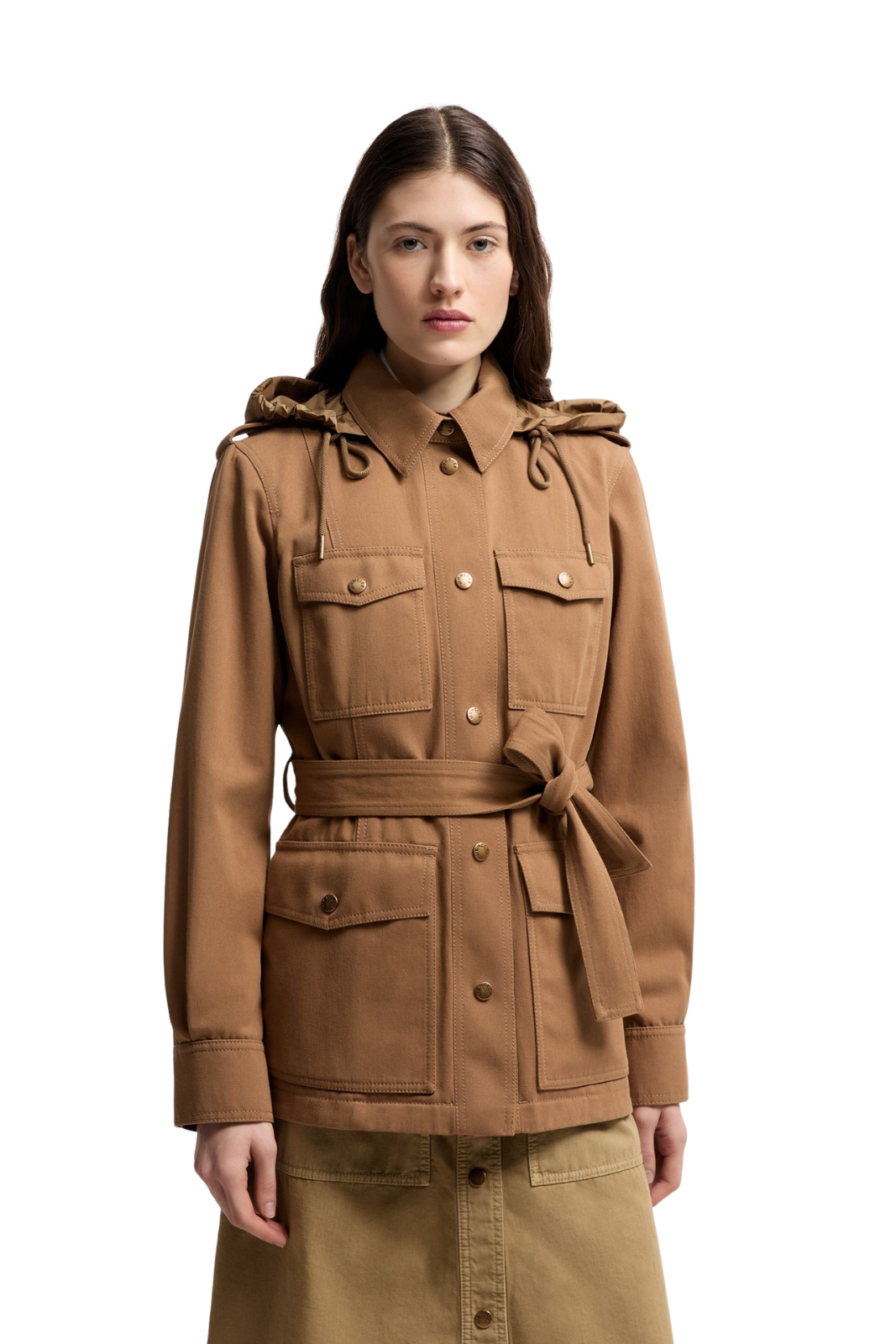 Moncler Centaurea Hooded Gabardine Field Jacket Brown
