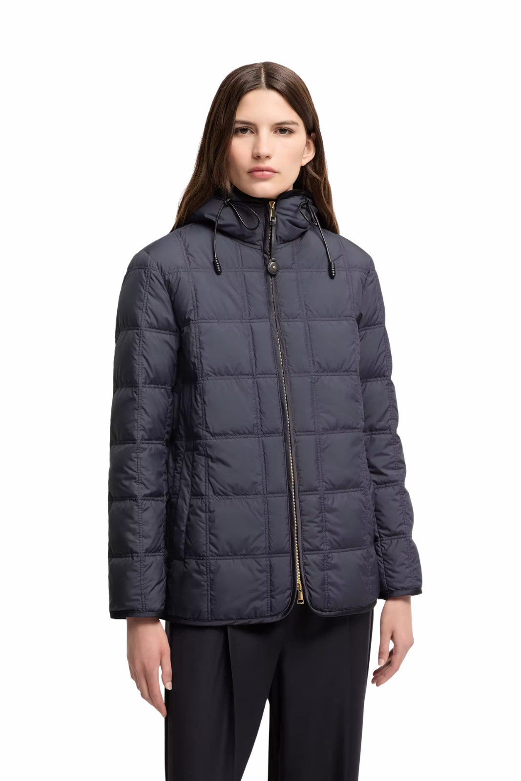 Moncler Cygnet short down jacket with hood Navy