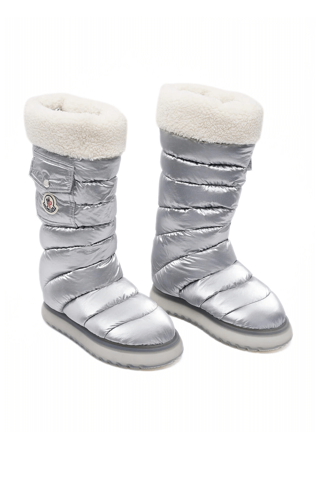 Снежни ботуши Moncler Gaia, сребристо-бели