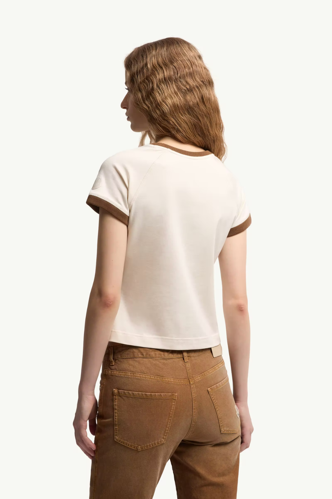 Moncler Heart Logo Cotton T-Shirt White Brown