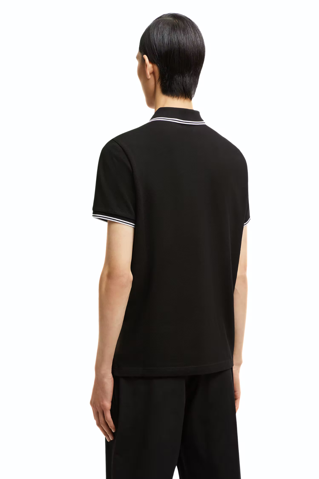 Moncler Logo Patch Cotton Polo Shirt Black