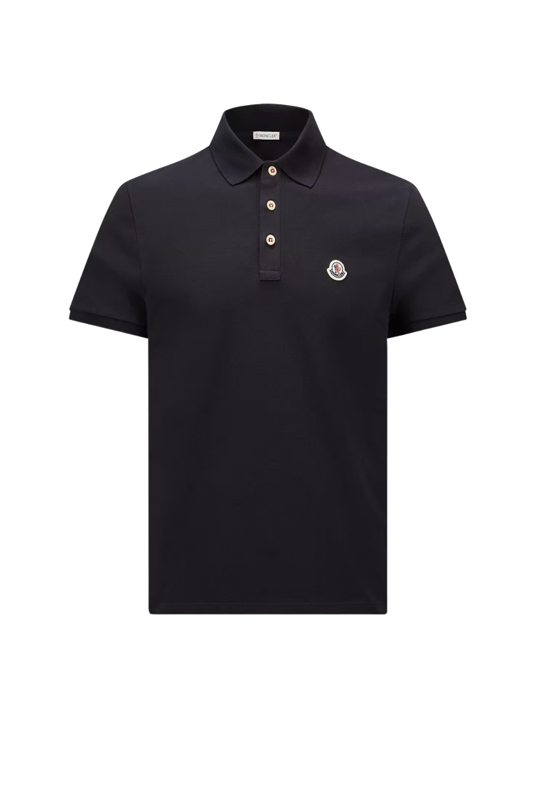 Moncler Dark Blue Logo Patch Cotton Polo Shirt
