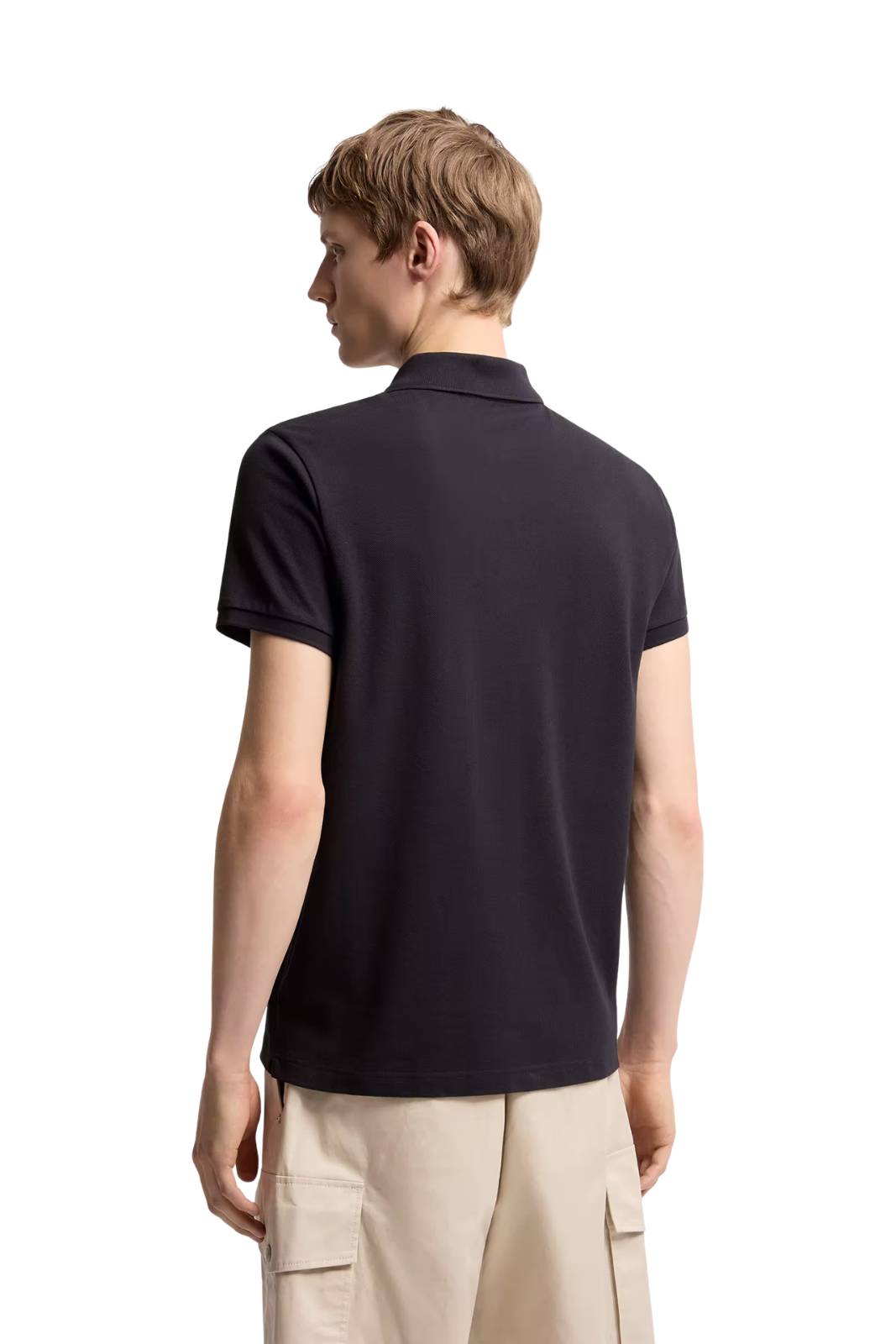 Moncler Dark Blue Logo Patch Cotton Polo Shirt