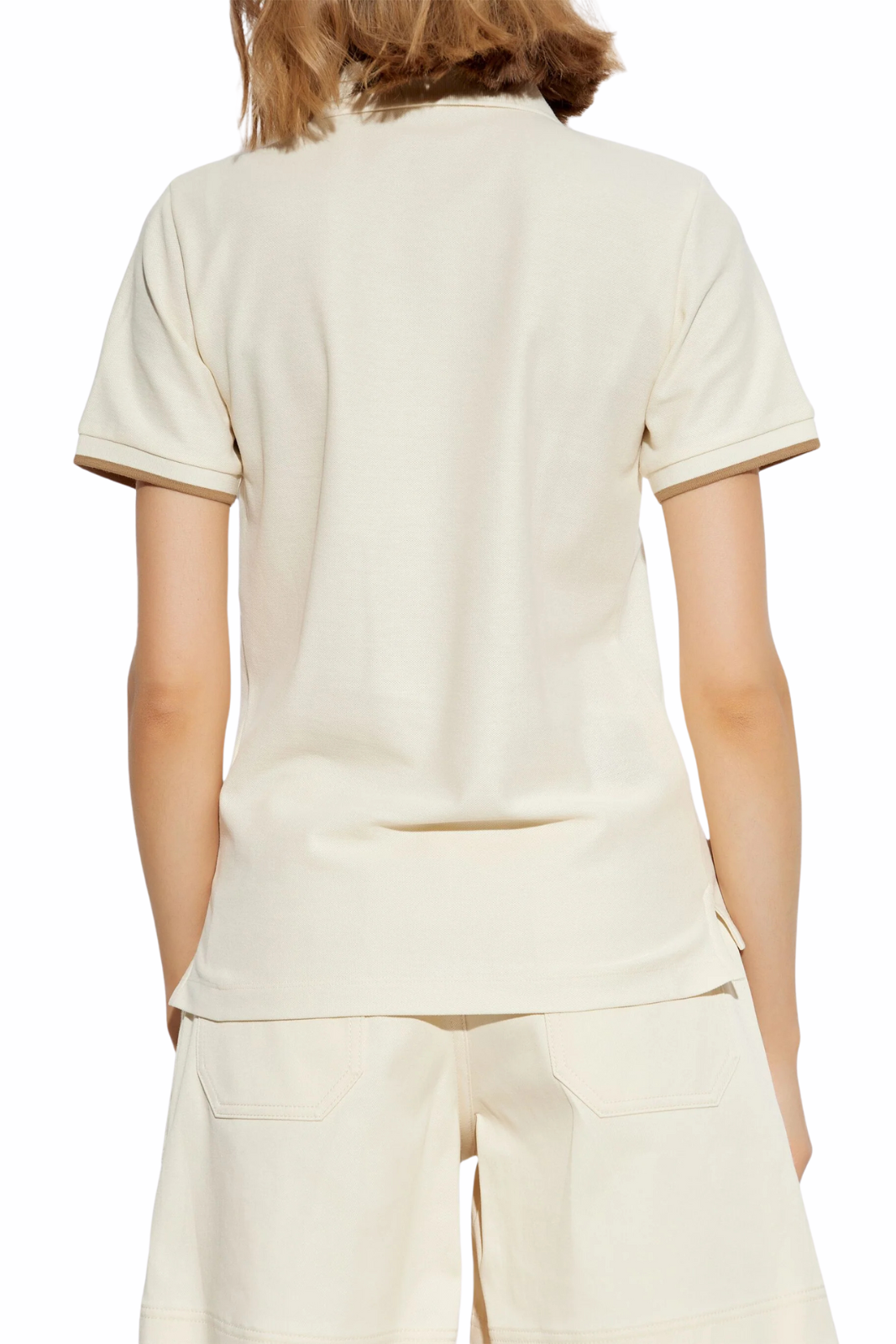 Moncler Cotton Logo patch polo shirt Beige