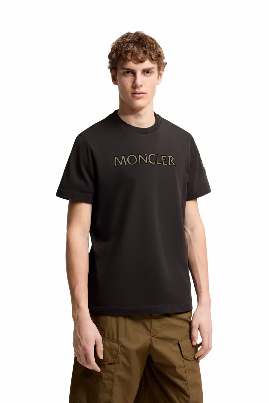 Moncler Logo Print Cotton T-Shirt Black