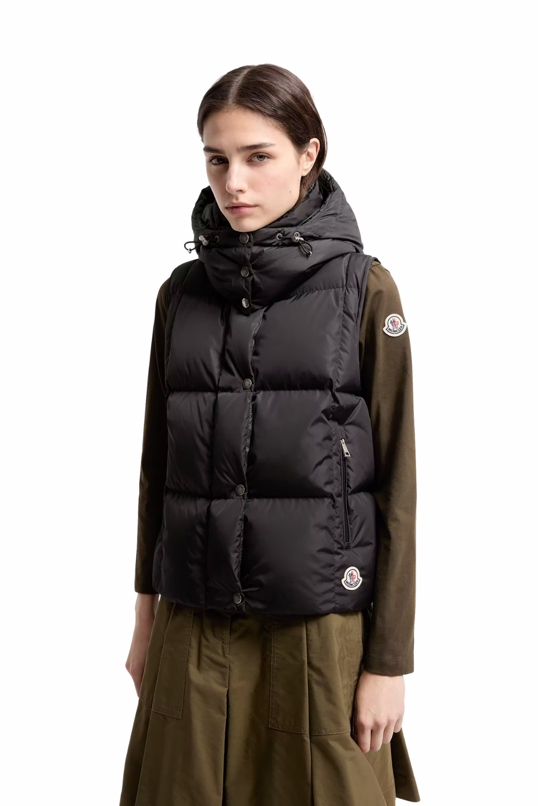Moncler Macareux Down Padded Vest with Hood Black
