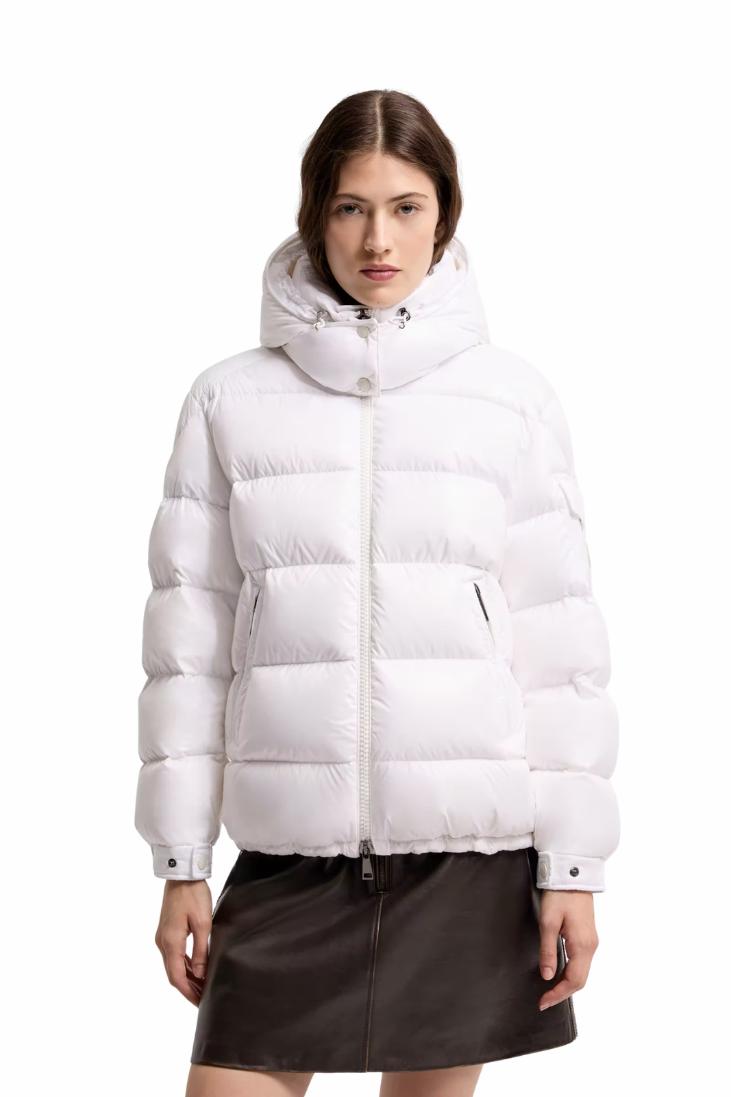 Moncler Maire Hooded Short Down Jacket White