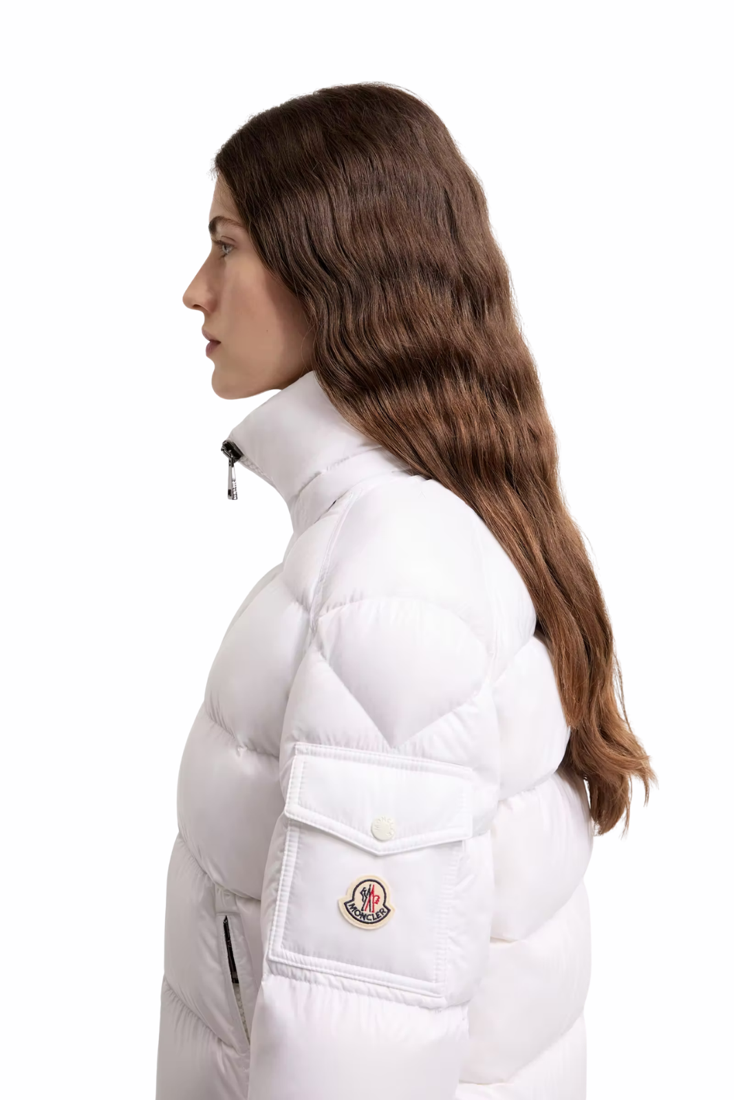 Moncler Maire Hooded Short Down Jacket White