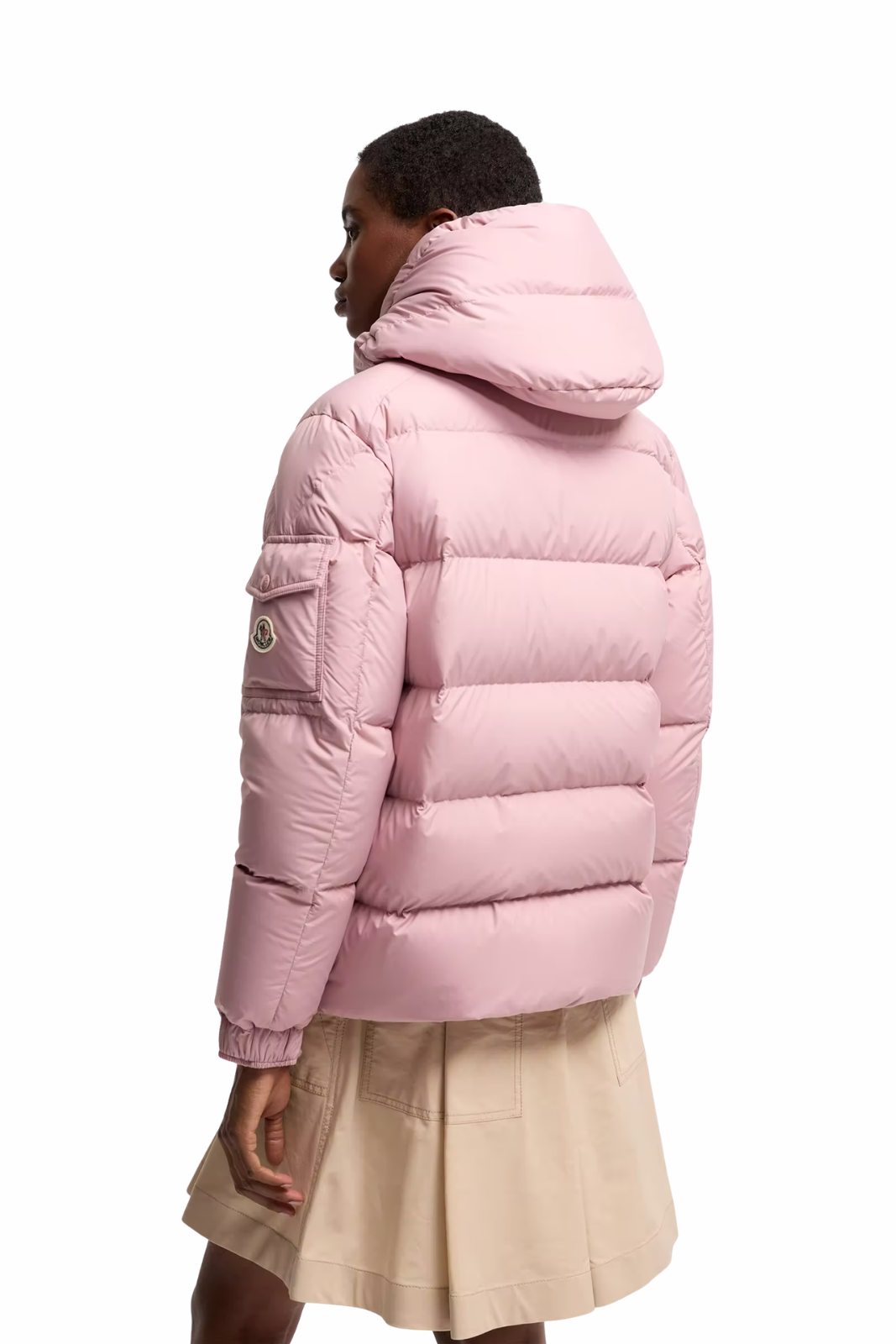 Moncler Maya 70 short down jacket with hood Pink