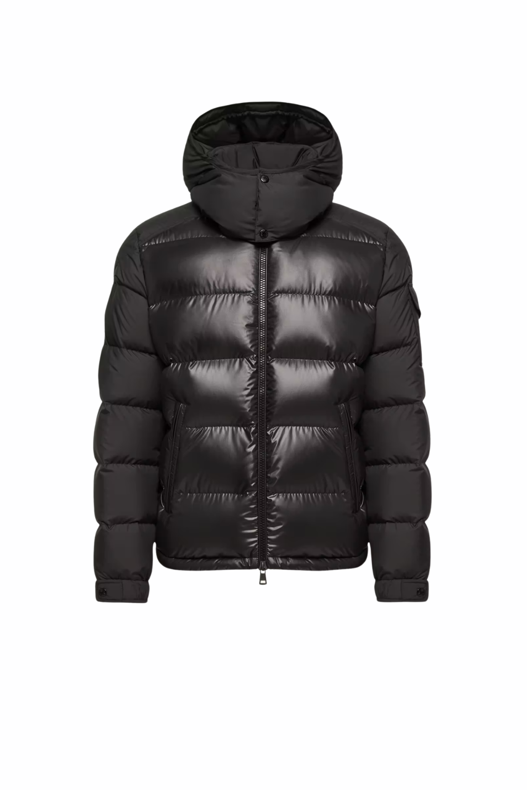 Яке с качулка Moncler Sassiere с детайли от лещи, черно