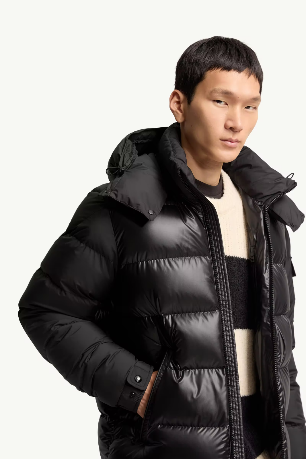 Moncler Maya short down jacket with hood Black
