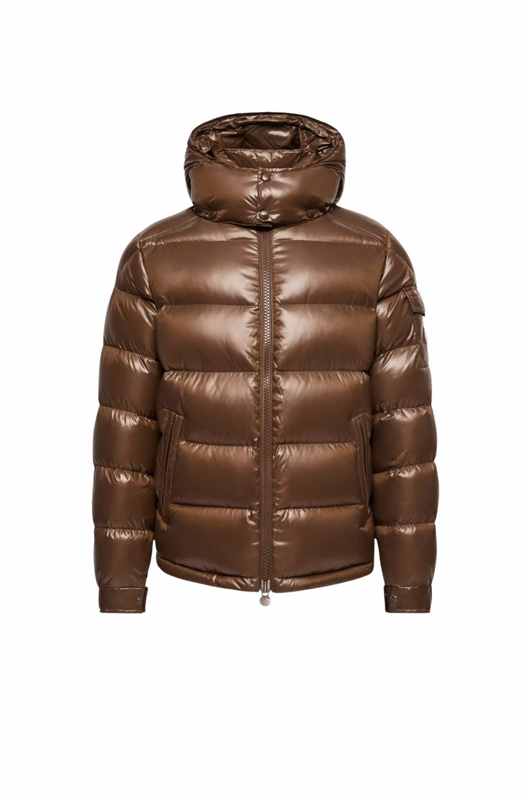 Moncler Maya Hooded Short Down Jacket Brown