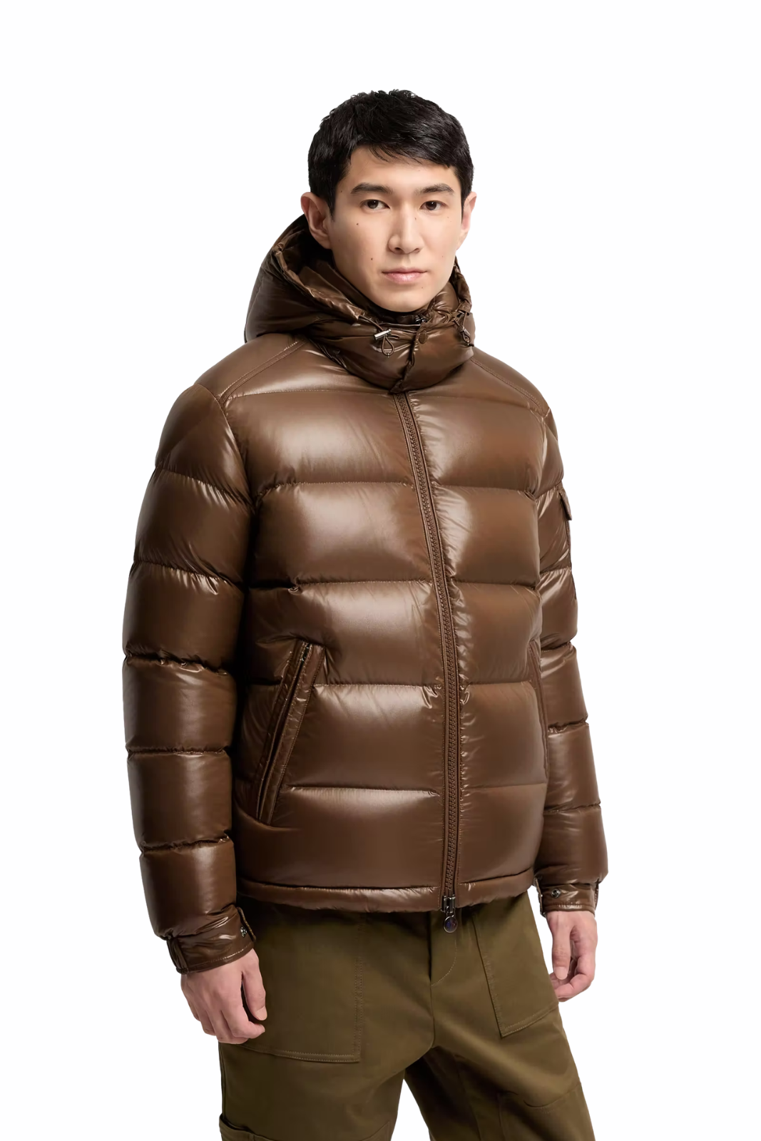 Moncler Maya Hooded Short Down Jacket Brown