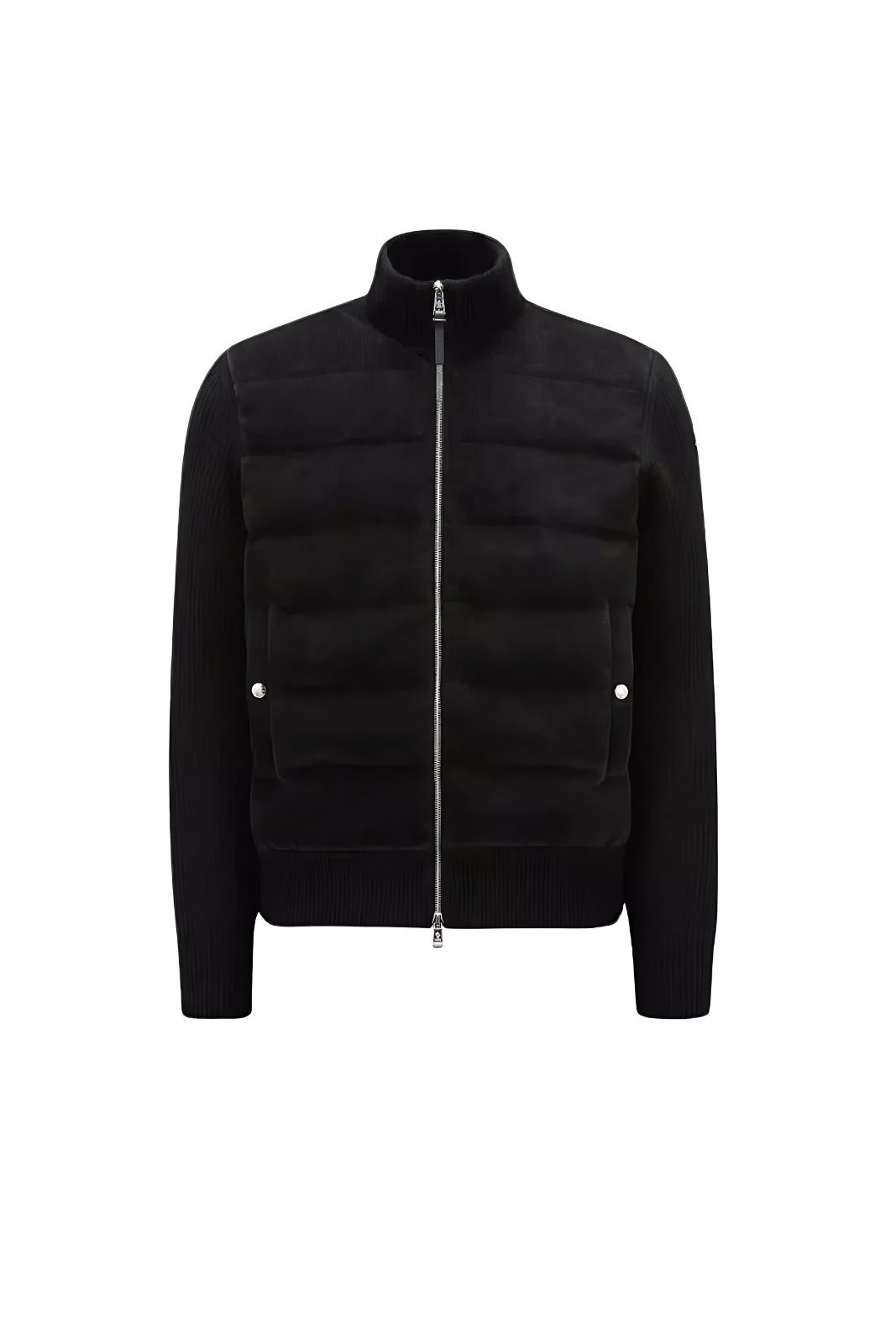 Черен жилет от вълна и кадифе Moncler с подплата