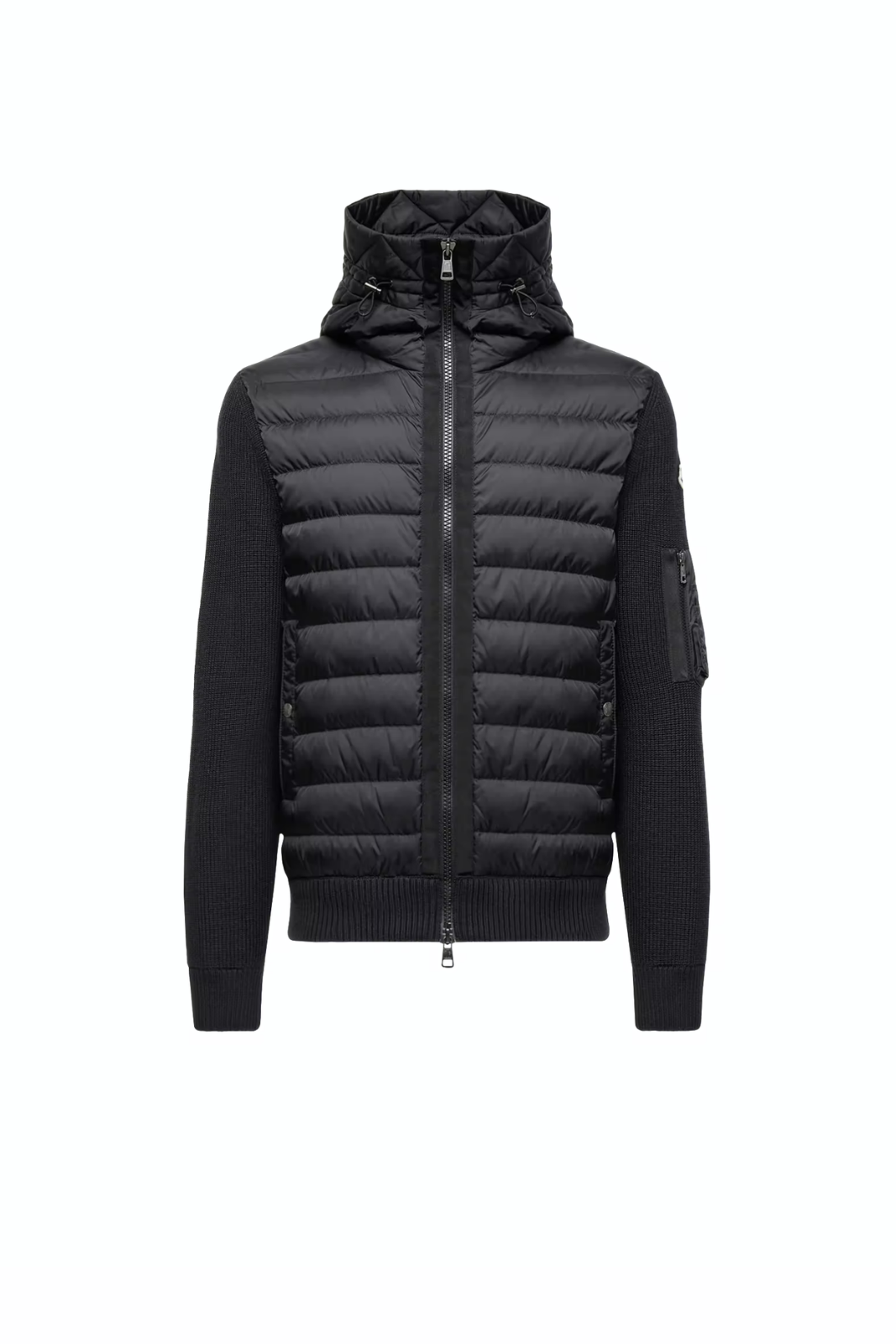 Яке с качулка Moncler Sassiere с детайли от лещи, черно