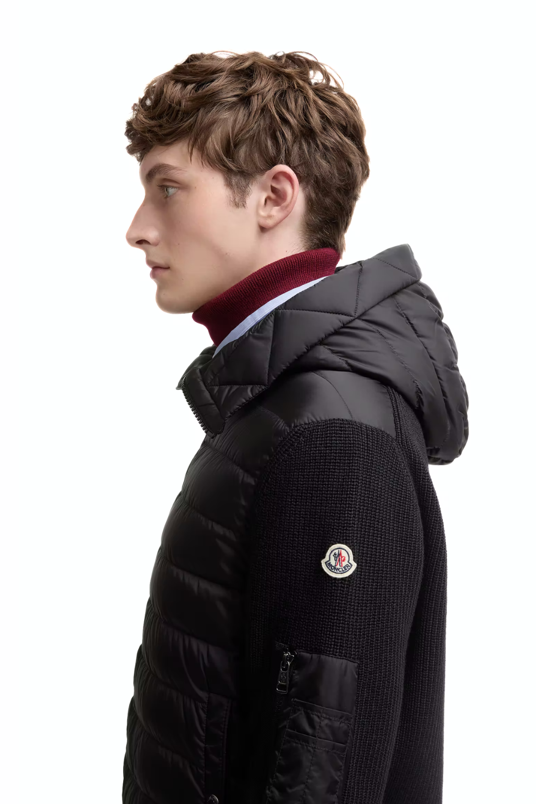 Яке с качулка Moncler Sassiere с детайли от лещи, черно