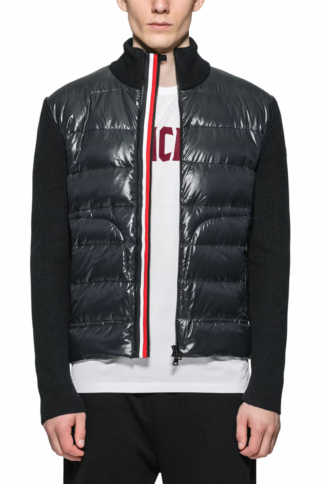 Яке с качулка Moncler Sassiere с детайли от лещи, черно