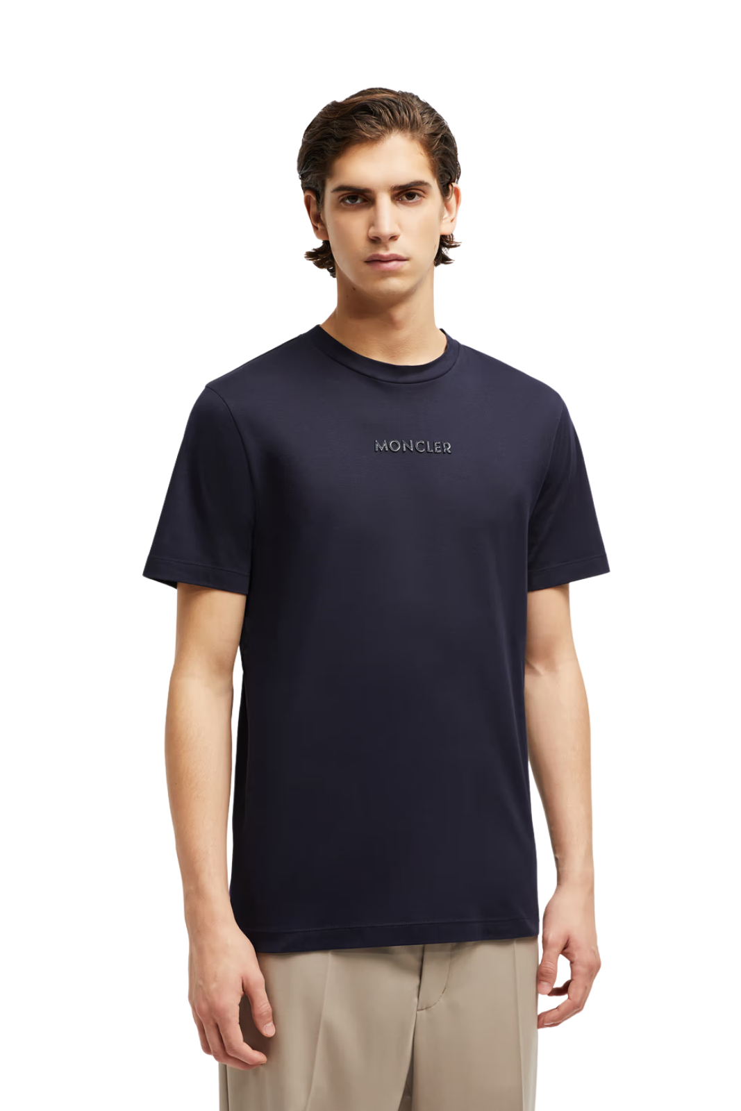 Moncler Patch Logo Cotton T-shirt Navy blue