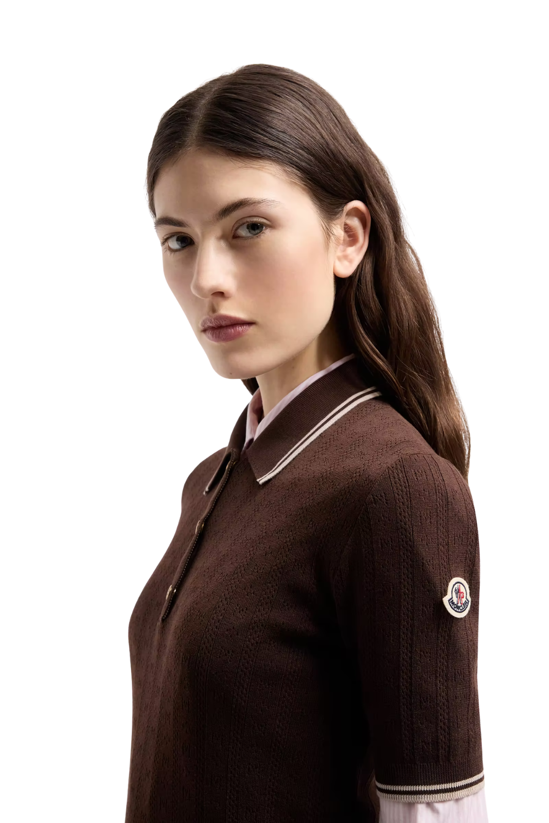 Дамска тениска с кръгло деколте Moncler, черна
