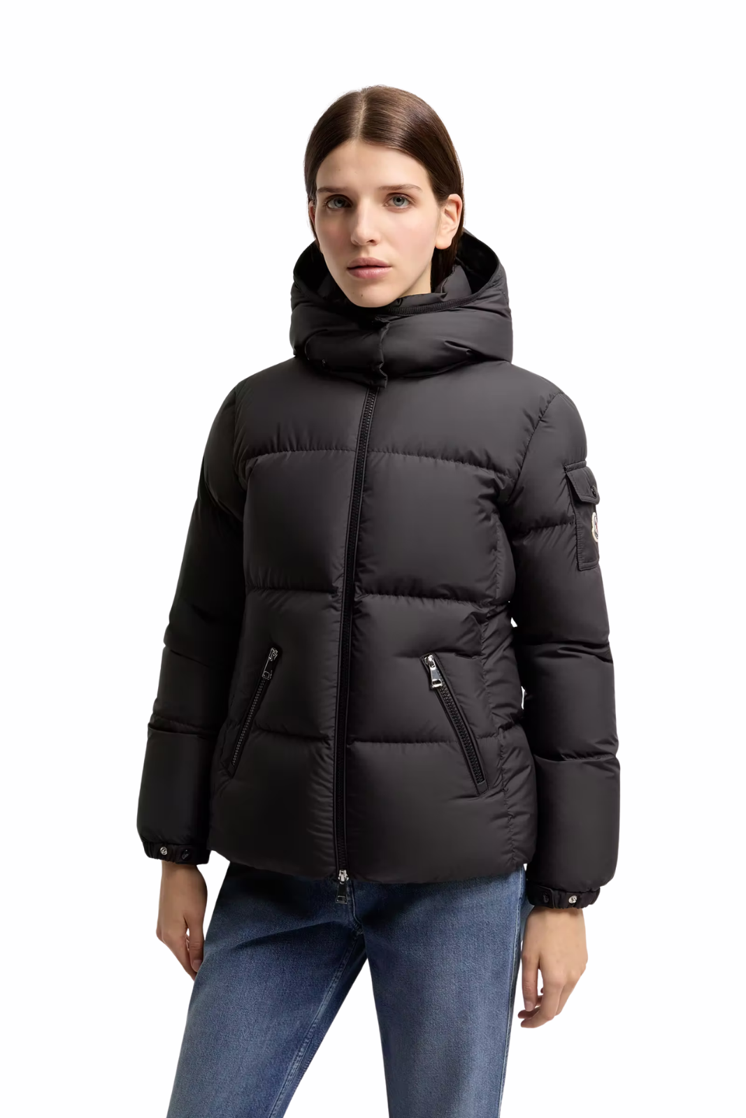 Moncler Fourmines short down jacket with hood Black