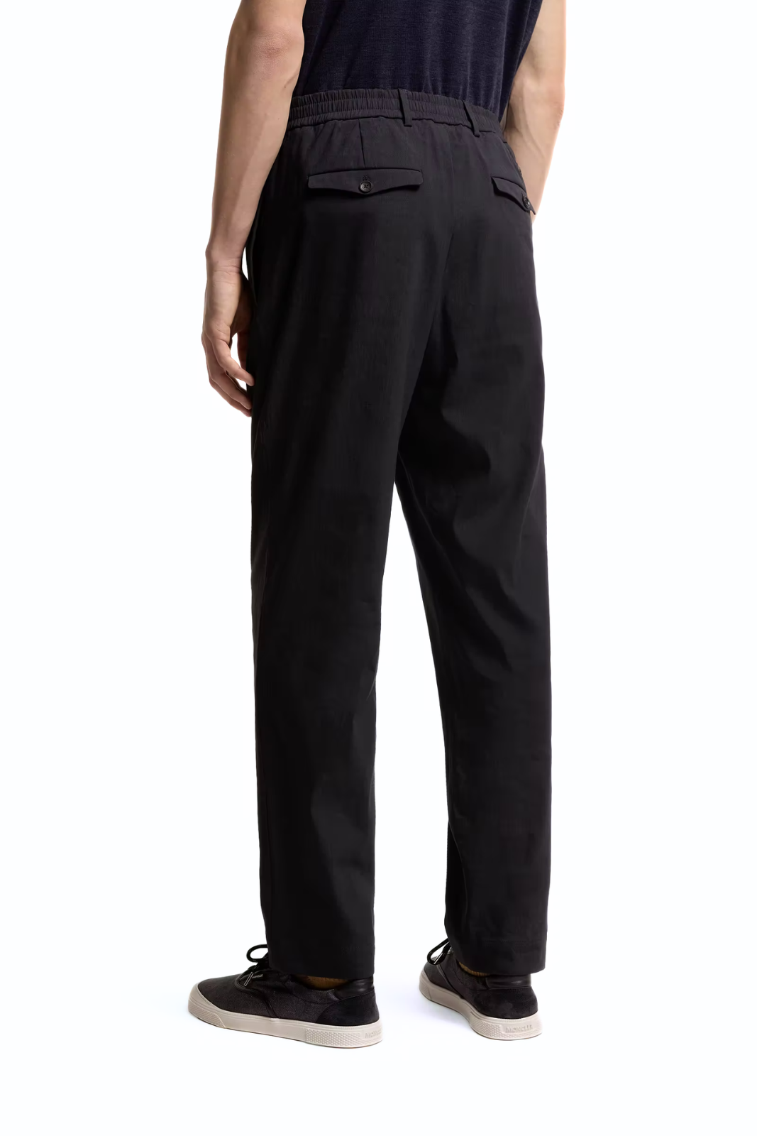 Moncler Technical Linen Blend Navy Trousers