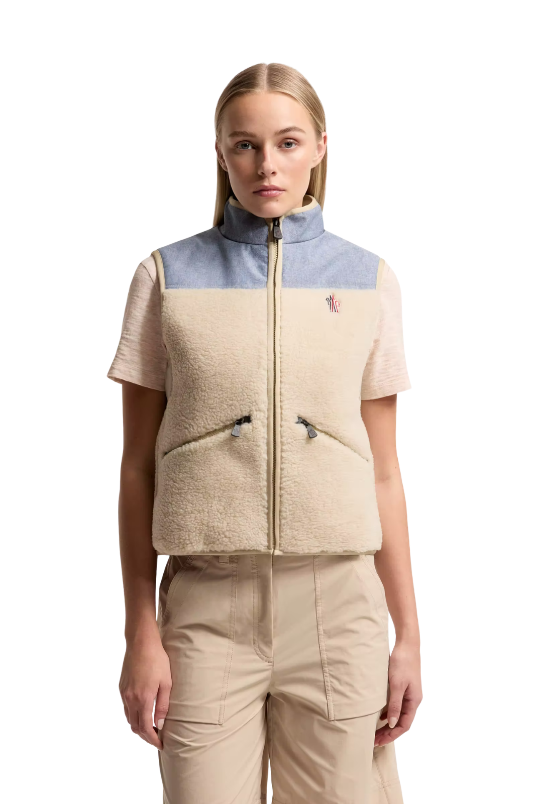 Moncler Teddy & Chambray women Light Beige Gilet