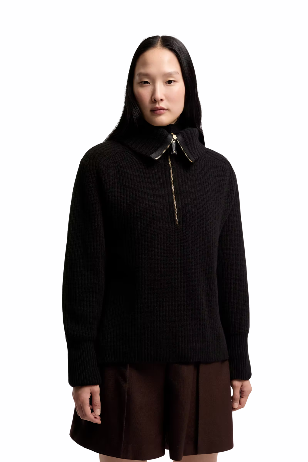 Moncler Wool & Cashmere Zip-Up Jumper Black