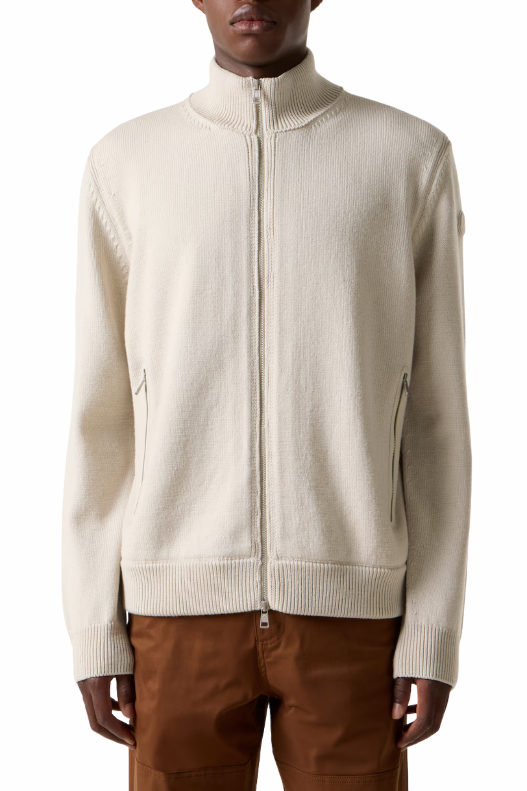 Moncler Wool zip-up sweater beige