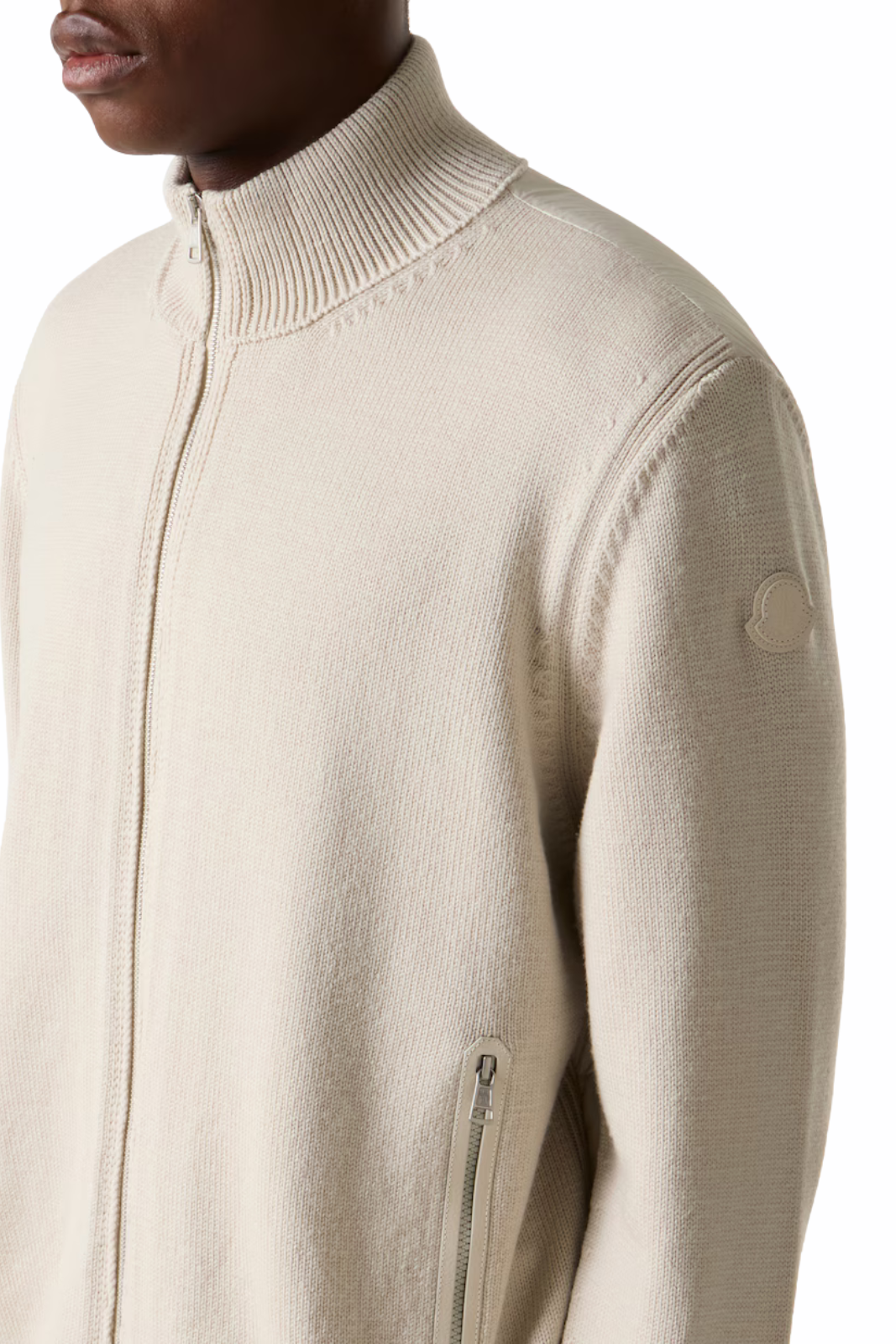 Moncler Wool zip-up sweater beige
