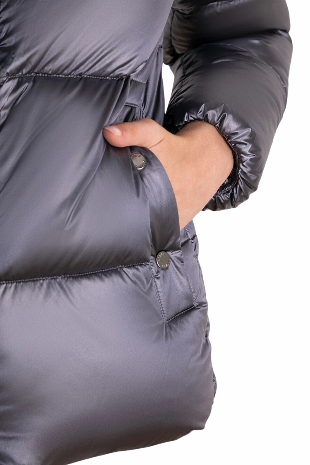 Moorer Melita Blue down Jacket with black fur on the hood