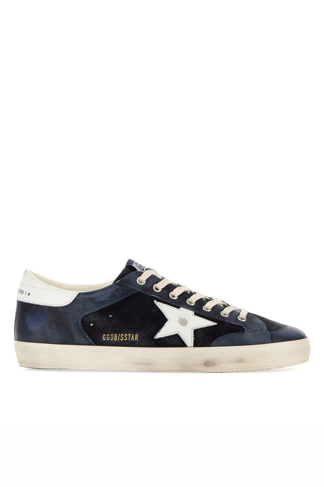 Мъжки кецове Golden Goose Super-Star с велурена звезда и синя лента за ток