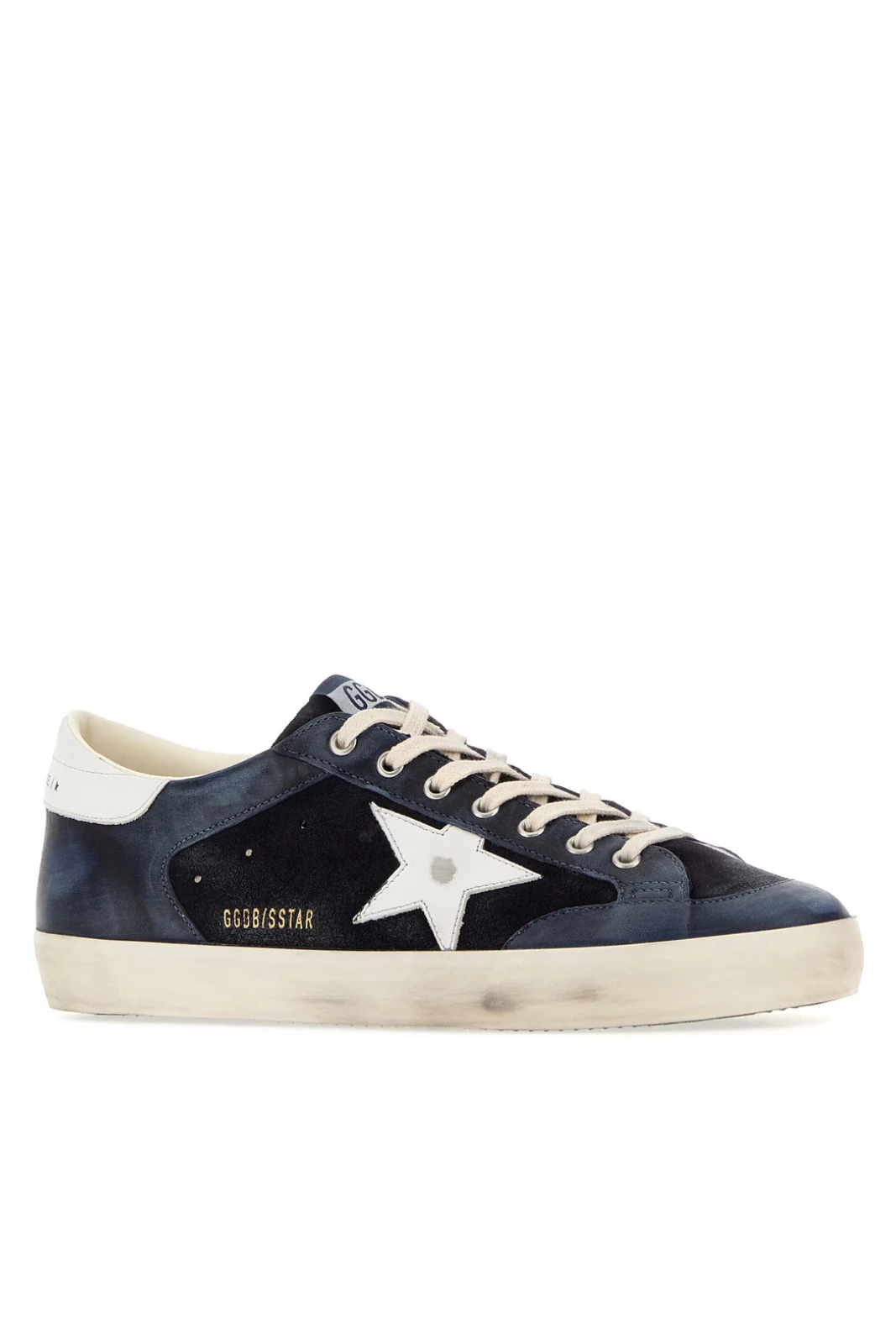 Мъжки кецове Golden Goose Super-Star с велурена звезда и синя лента за ток