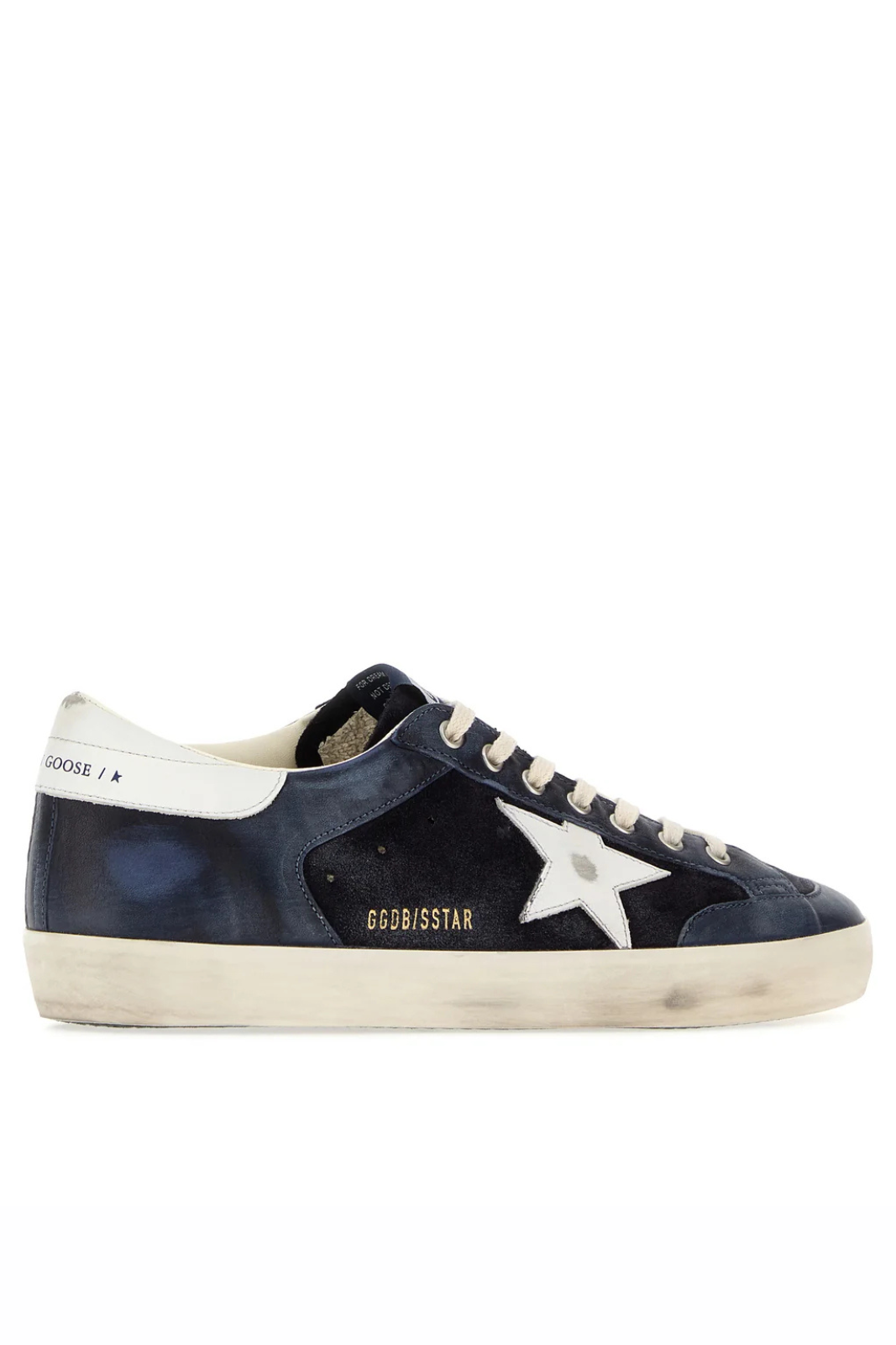 Golden Goose Super-Star Navy Blue Leather and Suede Sneakers