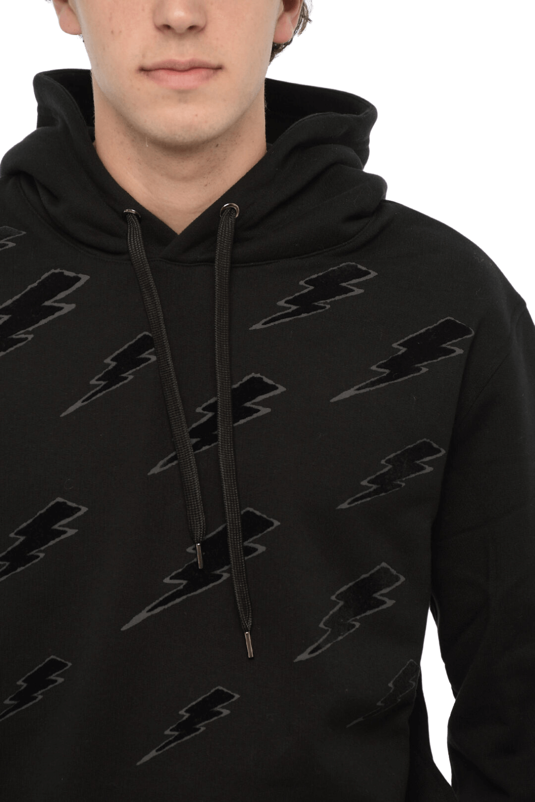 Neil Barrett Degrade Thunderbolt Black Hoodie for men