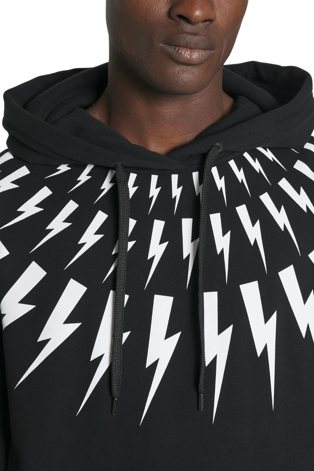 Neil Barrett Fairisle Thunderbolt black Hoodie for men