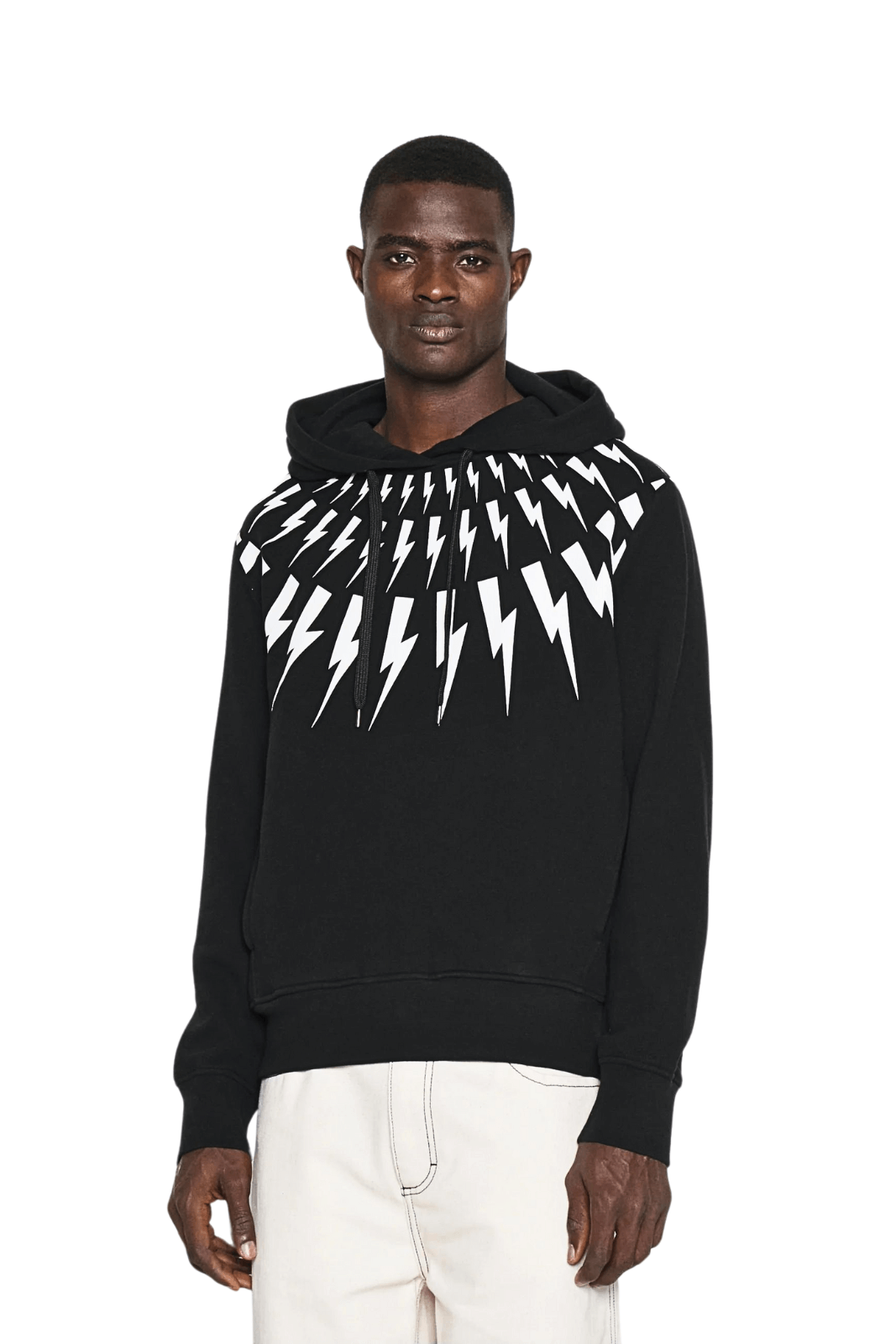 Neil Barrett Fairisle Thunderbolt black Hoodie for men
